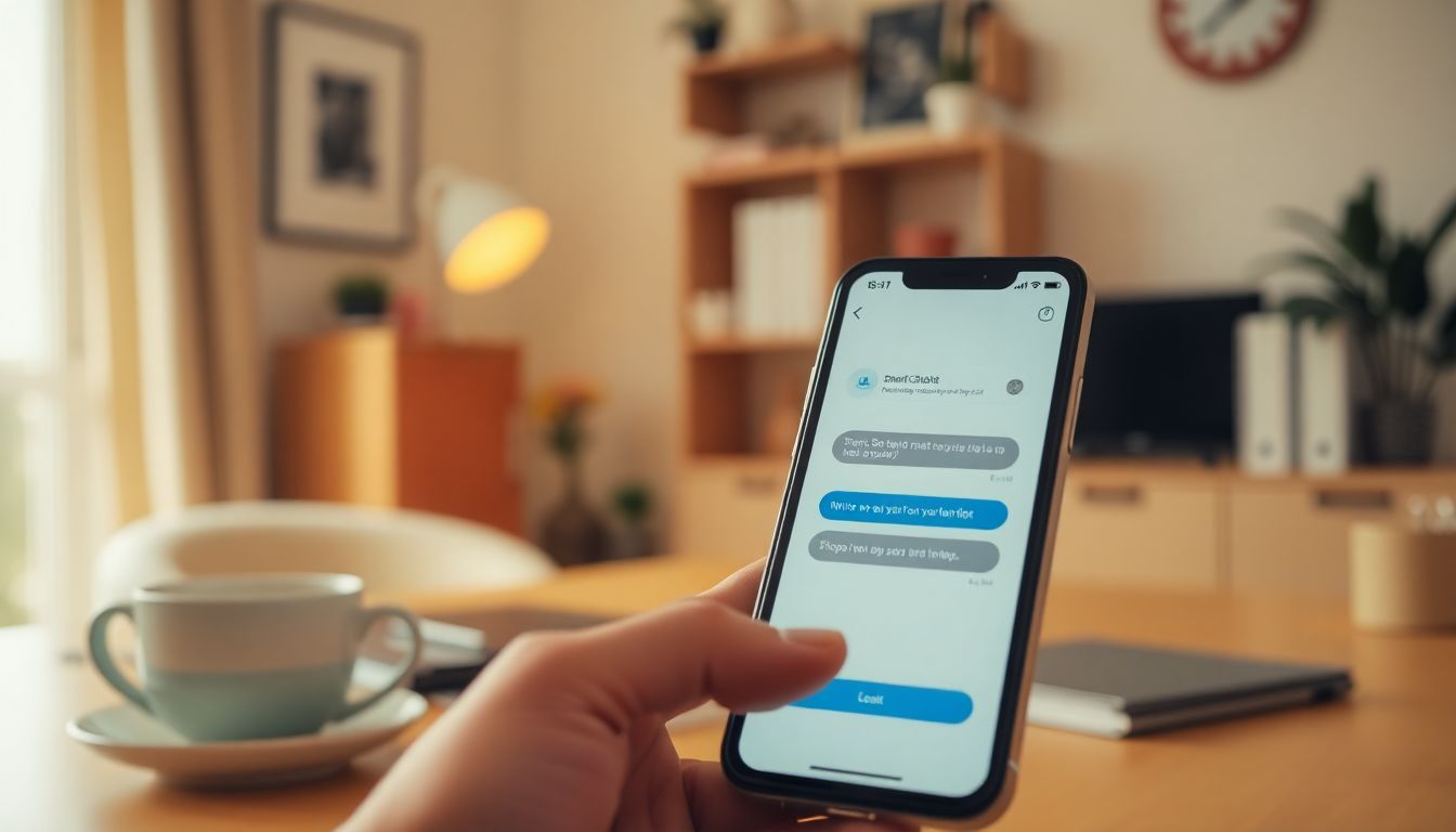The image shows a smart chatbot on a mobile device screen.